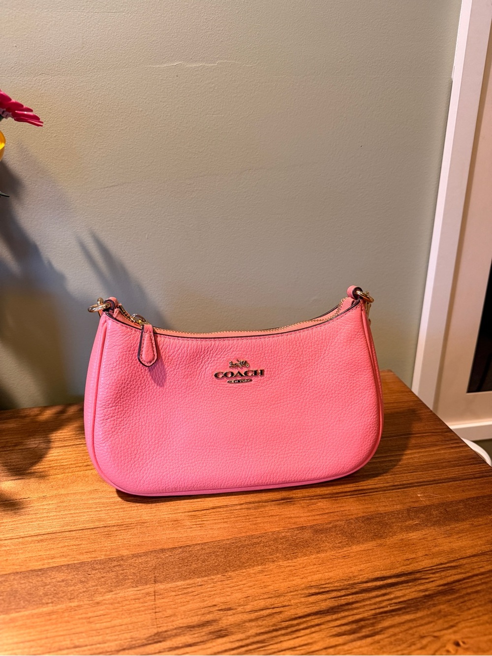 Coach Pink Pebbled Leather Shoulder Hobo